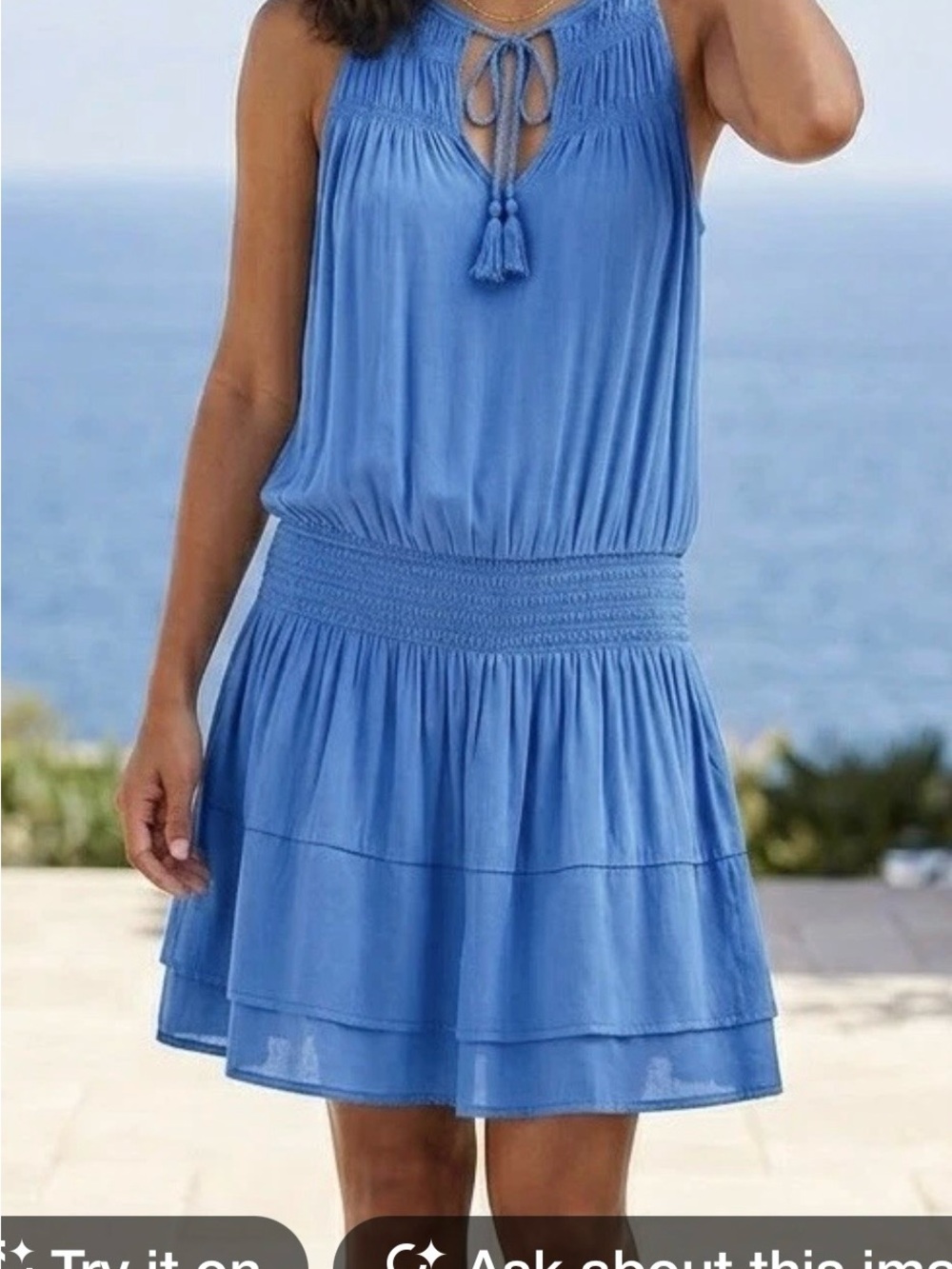 Ramy Brook Kylee Smocked Blouson Dress - Blue Iris. Size M. EUC